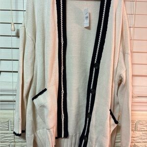 LOFT Cream and Black Cardigan Sweater